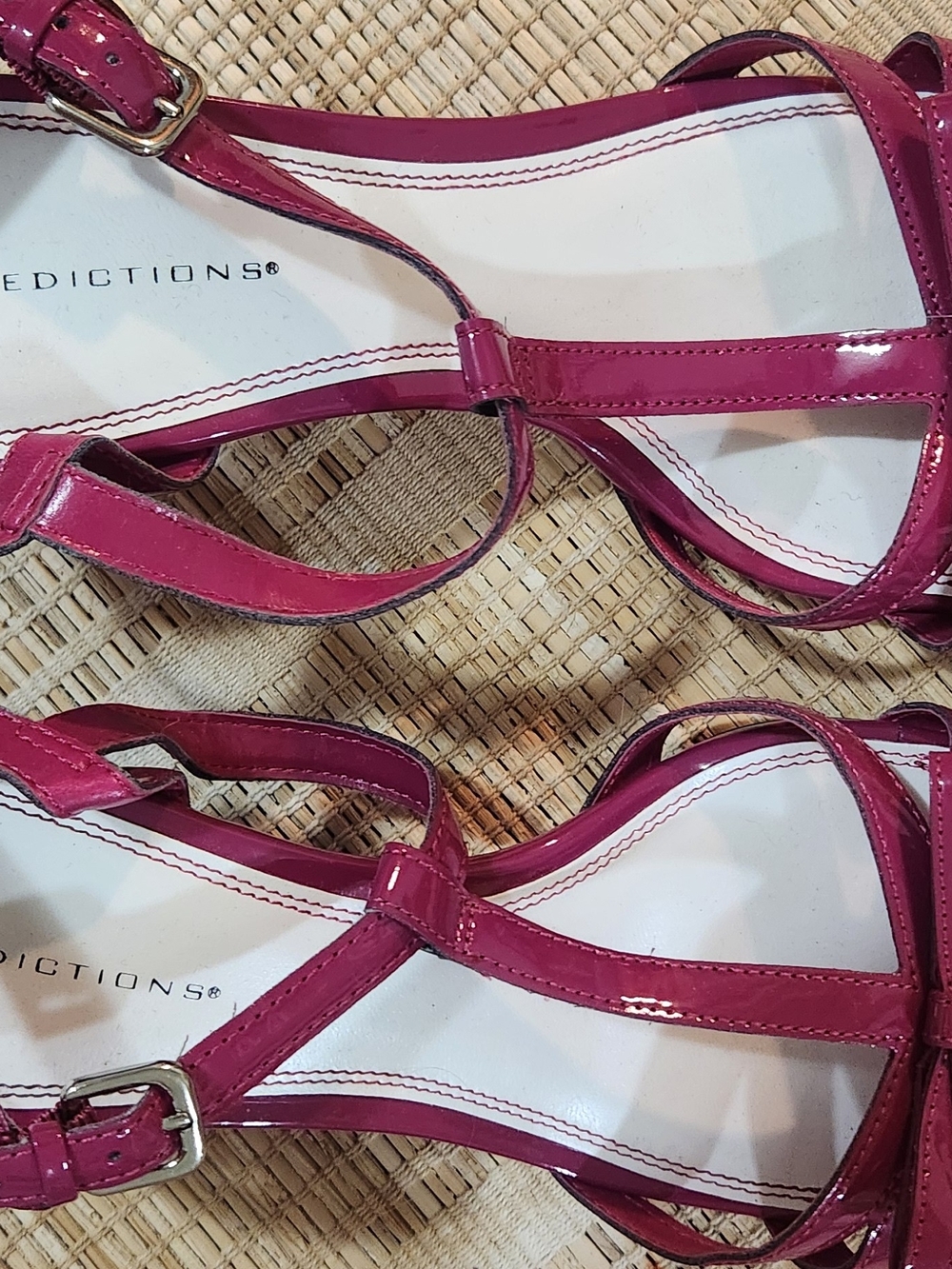 Predictions Magenta Patent T-Strap Heeled Sandals